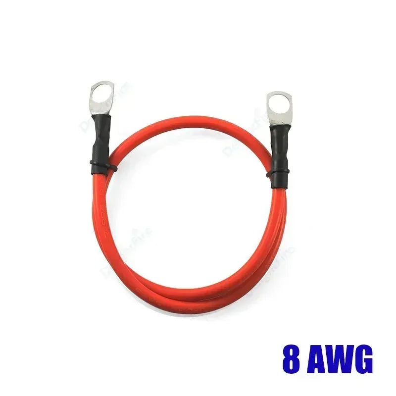 8 AWG Gauge 8.3mm2 Soft Car Battery Inverter Silicone Cable with M6 M8 M10 Terminal Red Black Electric Wire for Auto Solar Truck