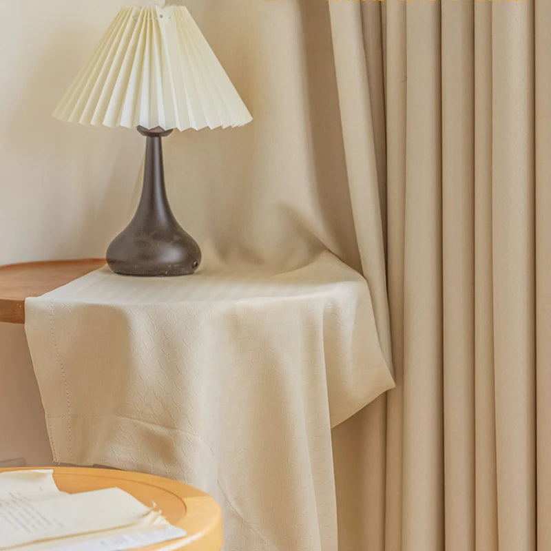 French Cream Style Bay Window Drape Bedroom Thick Full Blackout Curtain Hotel Soundproof Drapes Large Area Living Room Curtains