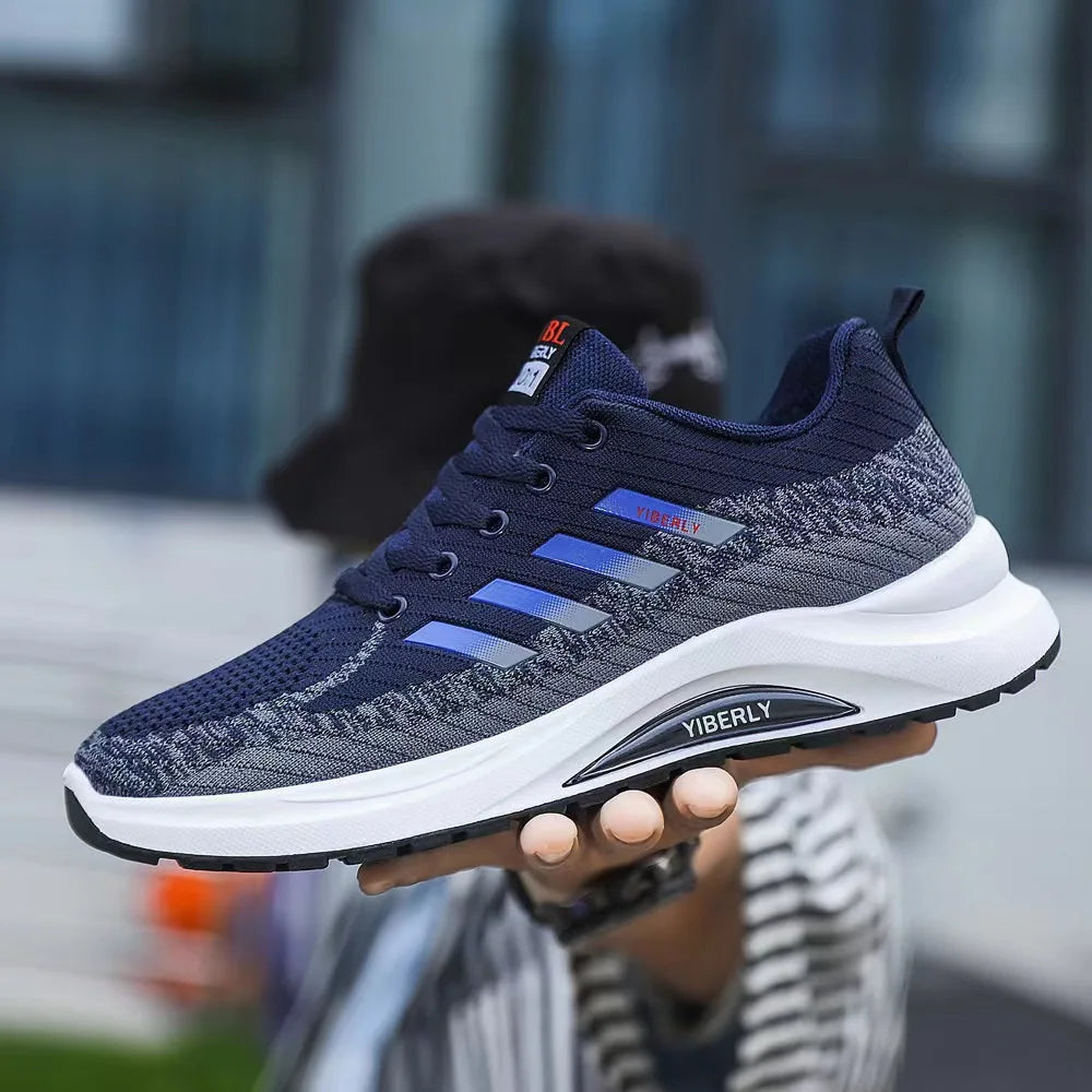 Men's Fashionable Sporty Casual Shoes Spring Autumn New Style Running Shoes Breathable Mesh Upper Thick Bottom PVC Outsole