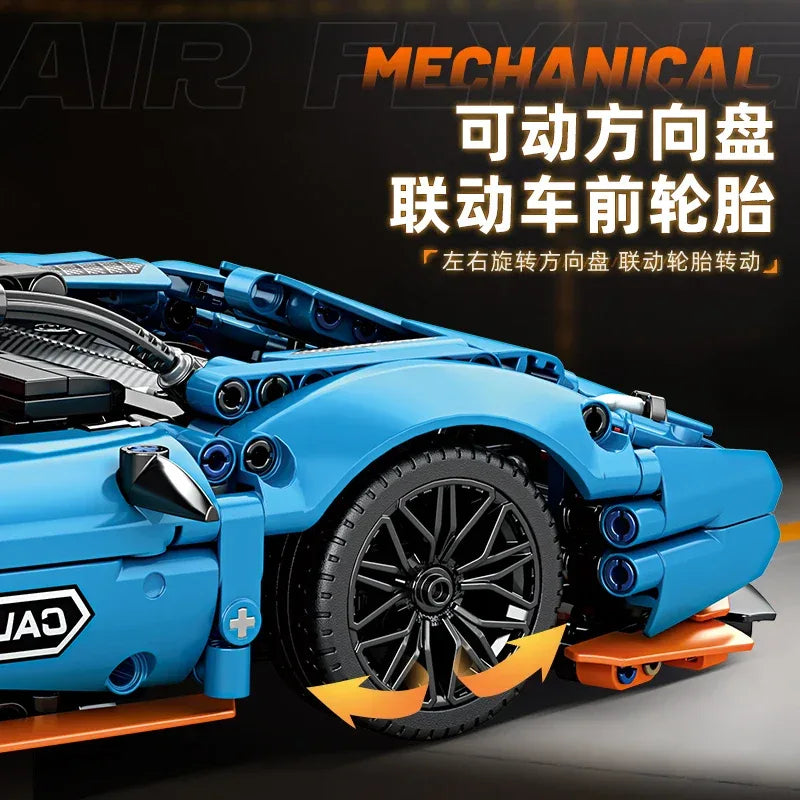 Racing Car Building Blocks Set Blue Sports Car Model Vehicle Bricks Boys Christmas Gift Kids Assembly Toy