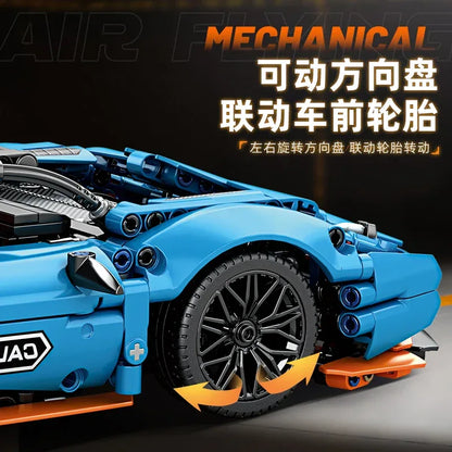 Racing Car Building Blocks Set Blue Sports Car Model Vehicle Bricks Boys Christmas Gift Kids Assembly Toy
