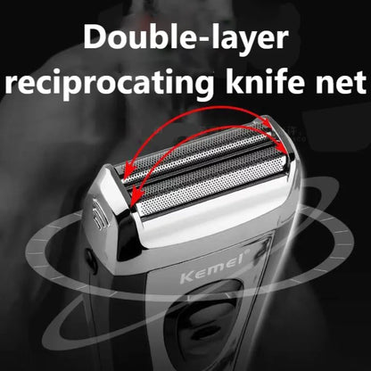 KM-9038 Powerful Rechargeable Shaver for Men Foil Electric Shaver Beard Head Shaving Electric Razor Facial USB with Extra Mesh