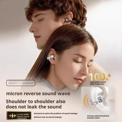 Vivo Clip-on Earbuds Wireless Bluetooth Open Ear Headphones with Detachable Crystal Bowknot Earrings For Sports Fitness Workouts