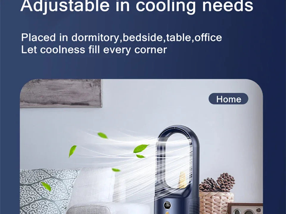 Electric Rechargeable Fan Bladeless Floor Standing Fan Cooling Child Safety Tower 2000mAh Fan Household Air Cooler  6 Gears