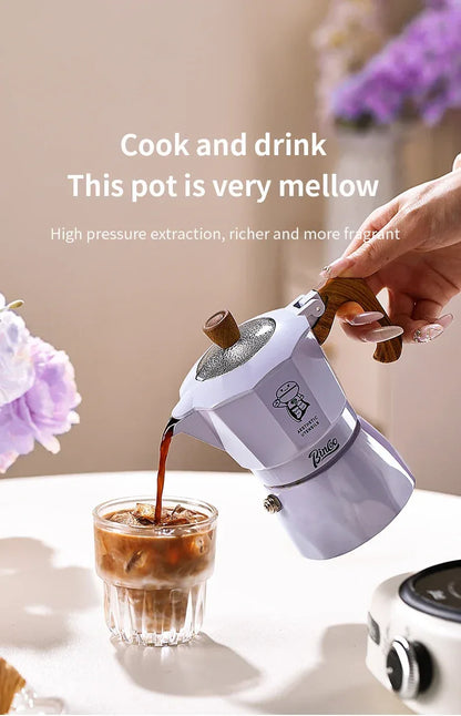Double Valve Moka Pot Coffee Mocha Pot Set Espresso Moka Pot Electric Stove Heated Brewed Coffee Pot Italian Barista Tools 220v