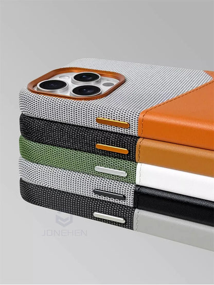 For Magsafe Card Holder Leather Case For iPhone 16 15 13 12 17 Pro Max 14 Plus Pocket Wireless Charge Alloy Lens Magnetic Cover