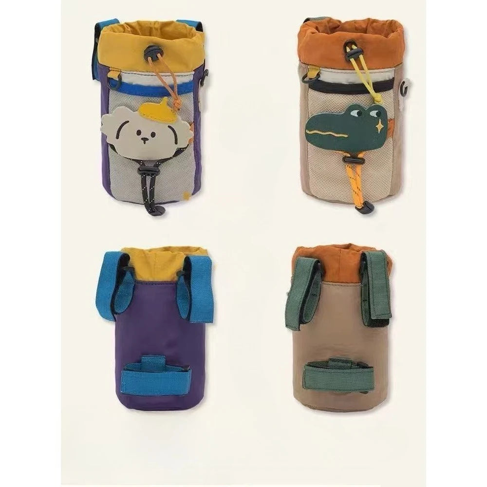 New Camping Style Bicycle Front Bag Portable Water Bottle Holder Multifunctional Bike Storage Pouch for Outdoor Riding Daily Use