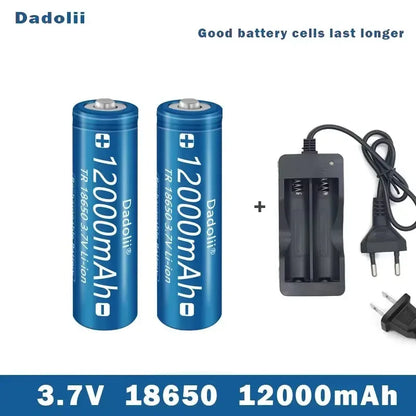 18650 Battery Rechargeable Battery 3.7V 18650 12000mAh Capacity Li-ion Rechargeable Battery For Flashlight Torch Battery+Charger