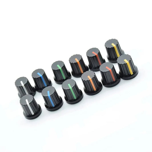 10Pcs Shaft Hole Dia Plastic Threaded Knurled Potentiometer 6mm Knobs Caps by PDG ibma
