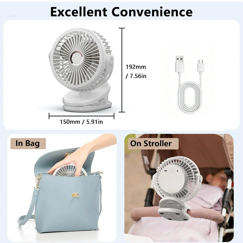 Desktop Fan Portable Clip Fan for Home Room Office Desk/Clip Fan 720° Rotate Wireless Wall Fan Portable Mini Air Circulator Fan