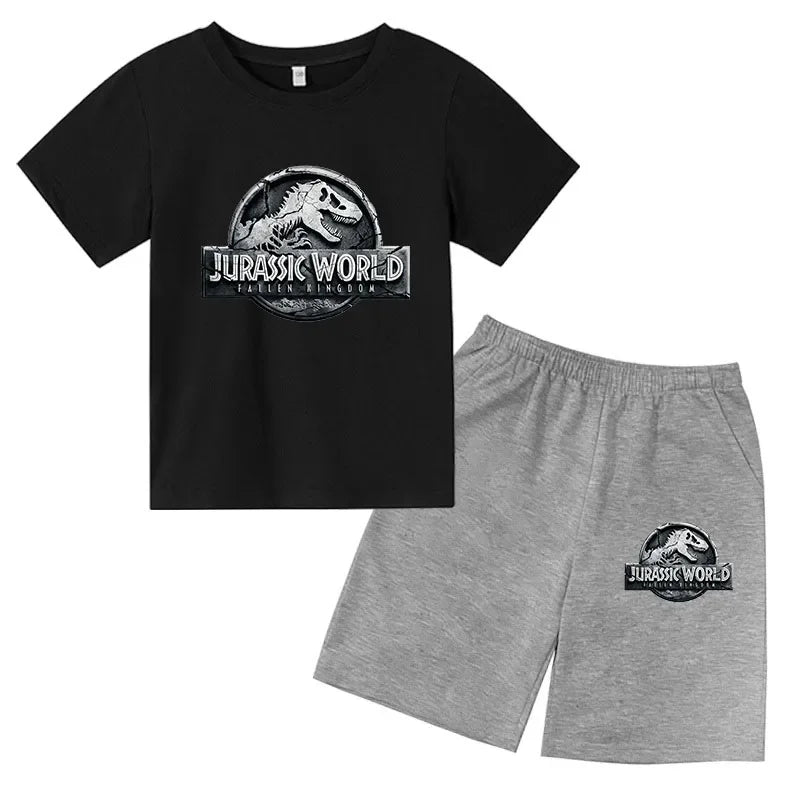 Summer Short Sleeve T Shirt +shorts 2 Piece Set Children Clothes Luxury Brand Print Sport Casual Fashion Boy Girl Kid Tracksuit