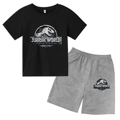 Summer Short Sleeve T Shirt +shorts 2 Piece Set Children Clothes Luxury Brand Print Sport Casual Fashion Boy Girl Kid Tracksuit