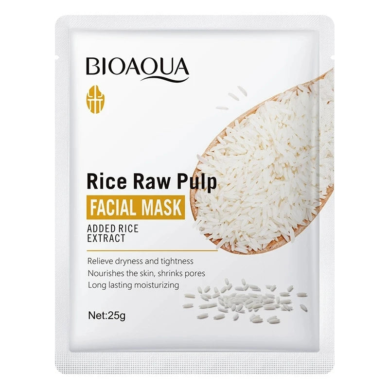 10 Pieces of Rice Puree Facial Mask, Moisturizing, Firming and Hydrating, Korean-Style Skin Care Mask Sheet