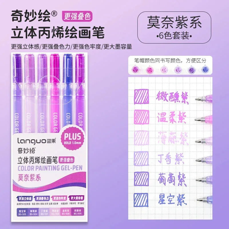 150/6 Colors Acrylic Gel Pen Student Diary Scrapbook Painting DIY Gel Pen Set Color Drawing Doodling Art Markers School Supplies