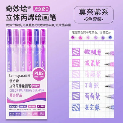 150/6 Colors Acrylic Gel Pen Student Diary Scrapbook Painting DIY Gel Pen Set Color Drawing Doodling Art Markers School Supplies