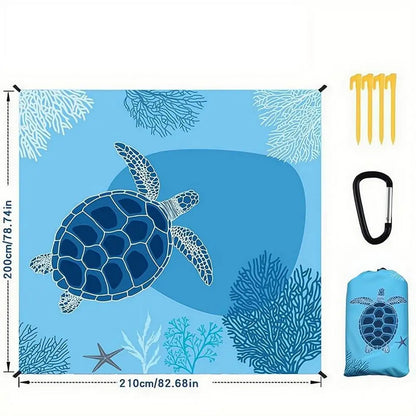 Large Portable Beach Blanket with Stakes & Bag Lightweight Waterproof Camping Mat Quick-Dry Picnic Blanket for Outdoor Travel