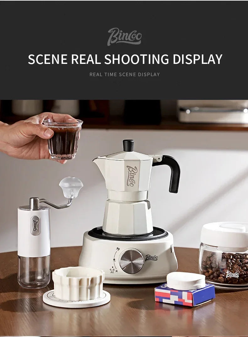 Bincoo Double Valve Moka Pot Coffee Espresso Machine Electric furnace Hand Brewed Coffee Italian Home Outdoor Barista Tools 220V