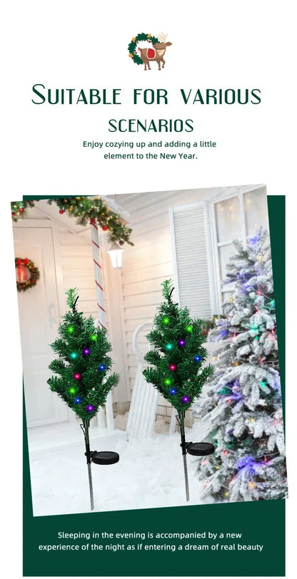 Solar LED Lights Christmas Tree Lawn Lamp Holiday Lantern For House Festive Wedding Courtyard Garden Decoration RGB Light