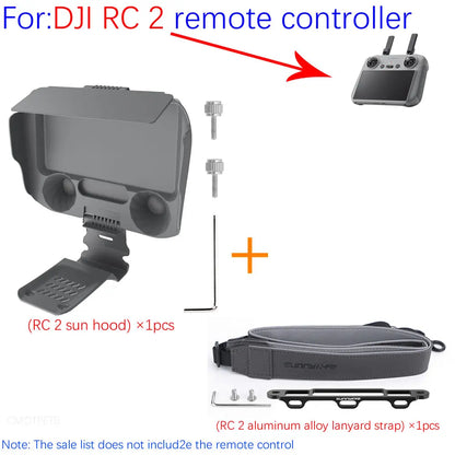 Controller Cover for DJI AIR 3 RC 2 Sun Hood for DJI RC Remote Controller Cover Lanyard Strap Tempered Glass Case Accessories