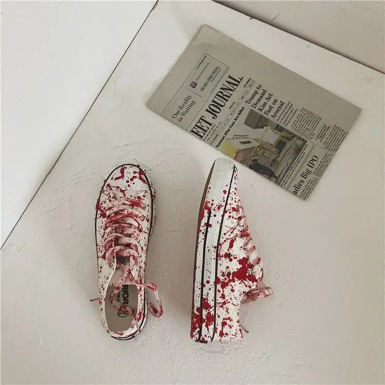 Graffiti Sneakers Men Women Black Ink Dirty Shoes Size 35-44 College Hiphop Style School Couple Shoes 2024 Spring Canvas Sneaker