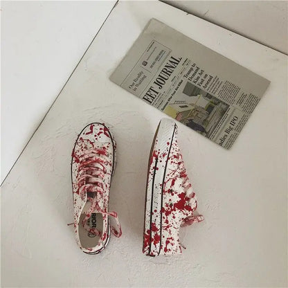 Graffiti Sneakers Men Women Black Ink Dirty Shoes Size 35-44 College Hiphop Style School Couple Shoes 2024 Spring Canvas Sneaker