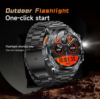 1.7" Large Screen Bluetooth Call Smart Watch Men‘s Sports Outdoor Flashlight 1000mAh Health Monitor Smartwatch for Man Male IP6