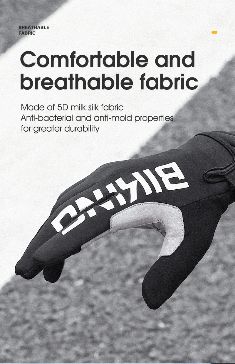 WEST BIKING Winter Warm Cycling Gloves Reflective MTB Road Bicycle Men's Windproof Thermal Anti-slip Touch Screen Sports Gloves