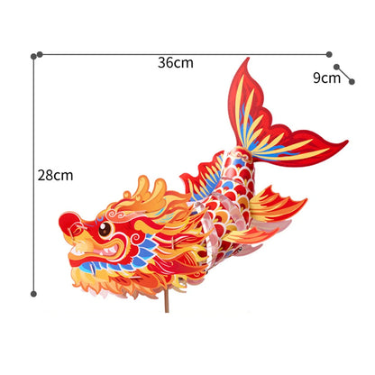 1 Set Goldfish Paper Lantern with Pole DIY Handmade Lantern Chinese New Year Mid-Autumn Festival Fish Night Light Material Bag