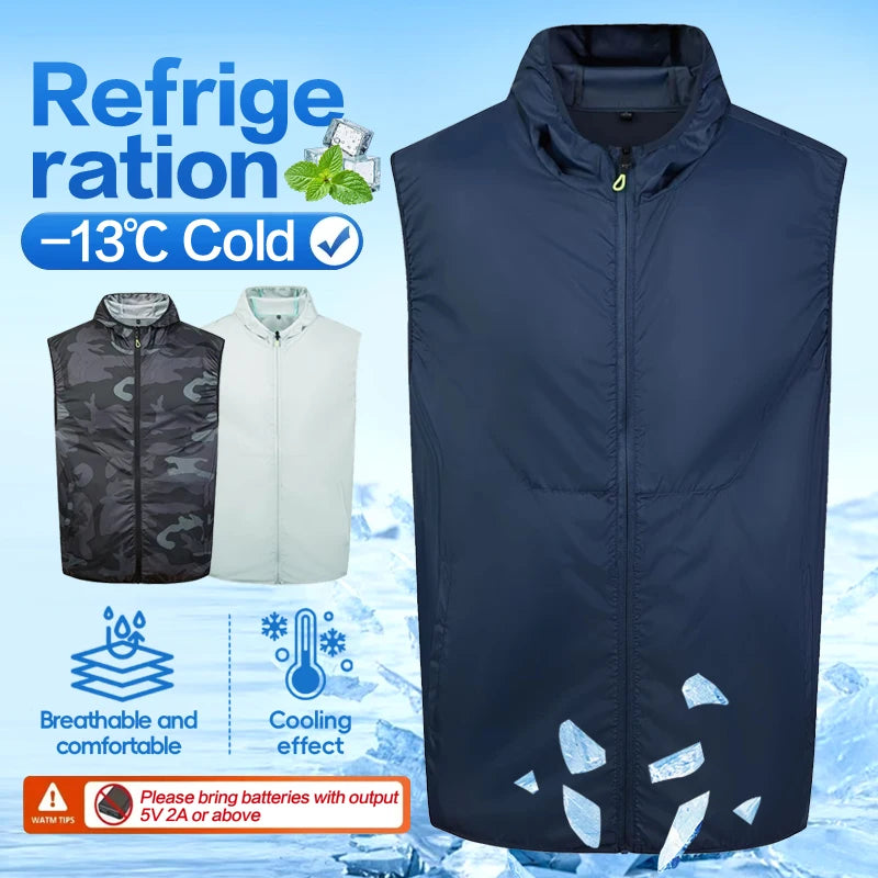 Summer Hooded Cooling Vest with Fans - Unisex Outdoor Gear for Work and Fishing