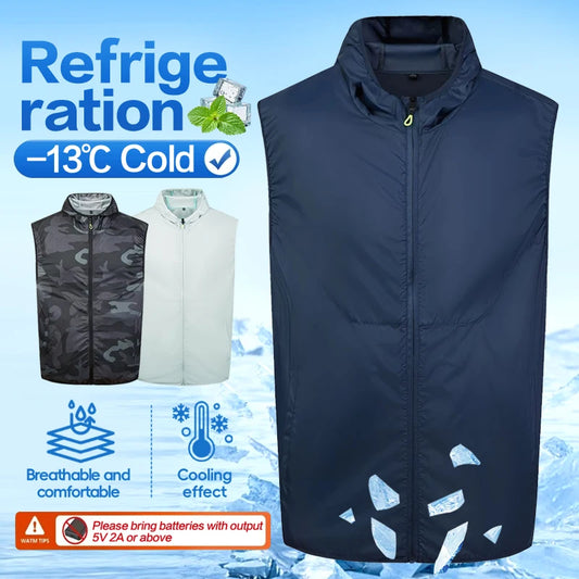 Summer Hooded Cooling Vest with Fans - Unisex Outdoor Gear for Work and Fishing