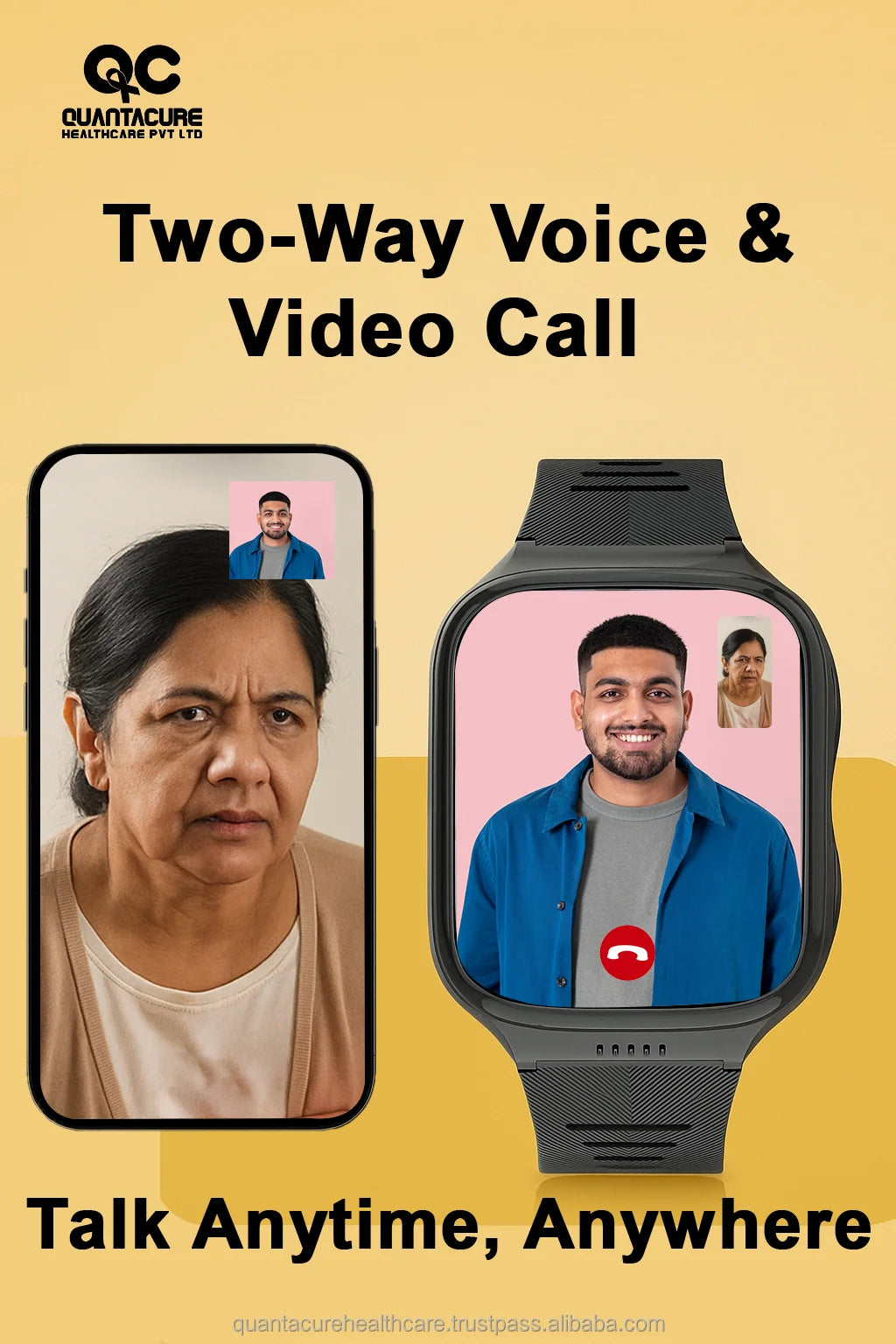 2025 QC V12 4G Elderly Smartwatch 1000mAh IP67 Tracker SOS Fall Alarm Voice Call Video Chat GPS LBS WiFi Two-Way Talk Square TFT
