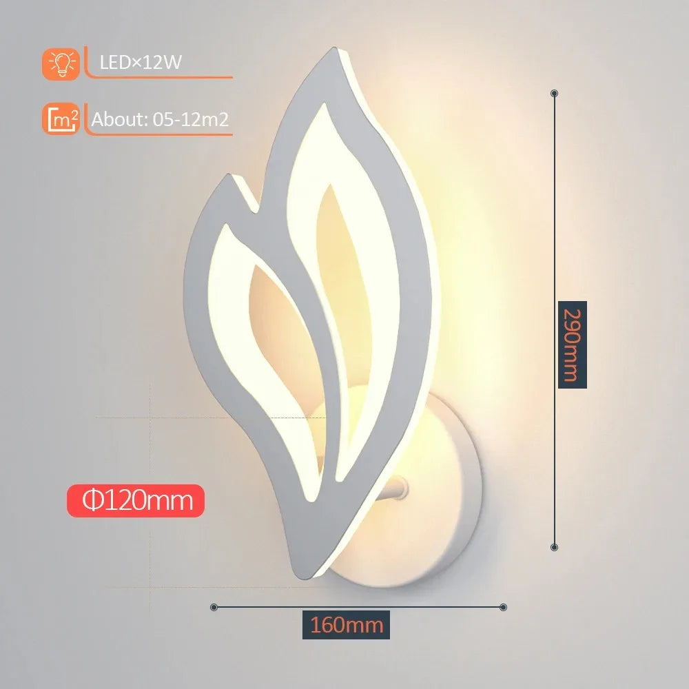 Modern LED Wall Lamp Bedroom Bedside Leaf Wall Lamp Sconces Living Room Home Indoor Lighting Fixture Minimalist Led Night Light