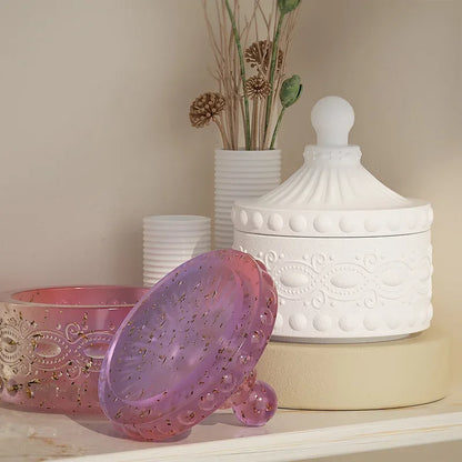 Gem Storage Box Silicone Mold DIY Concrete Round Bottle Making Mold, Used For Candle Cups, Jewelry Boxes, Vases, Fragrance Cups