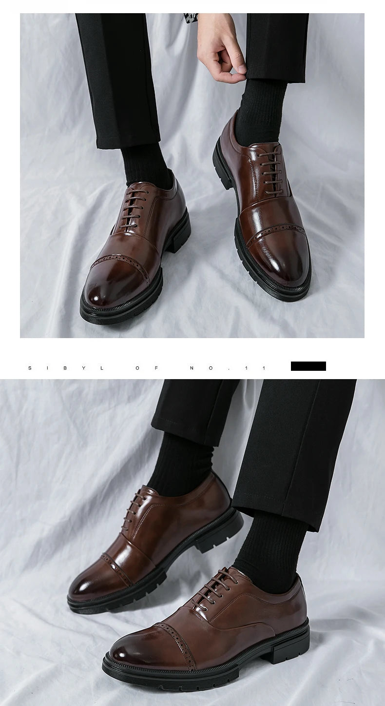 High Quality Brogues Wedding Leather Shoes Men Classic Formal Office Casual Business Shoes Man Social Oxford Men's Dress Shoes