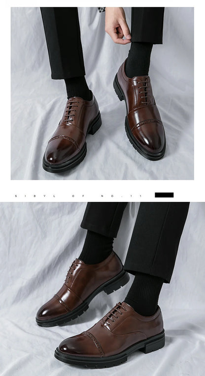 High Quality Brogues Wedding Leather Shoes Men Classic Formal Office Casual Business Shoes Man Social Oxford Men's Dress Shoes