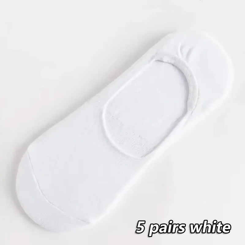 5Pairs Men Boat Cotton Socks Summer Autumn Non-slip Silicone Invisible Breathable Socks Male Ankle Sock Slippers Sports Socks
