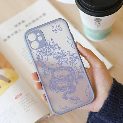Fashion Purple Dragon Animal Pattern Phone Case For iPhone 16 15 14 13 12 11 Pro Max Mini SE 7 8 Plus Cover Glossy Hard Coque