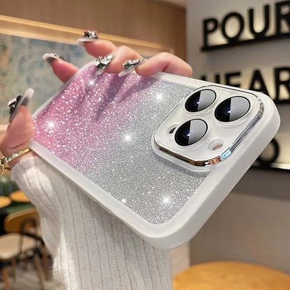 Fashion Bling Glitter Phone Case  For iPhone 16 E 15 Pro Max 14 Plus 13 12 11 Luxury Shockproof Bumper Silicone Clear Back Cover