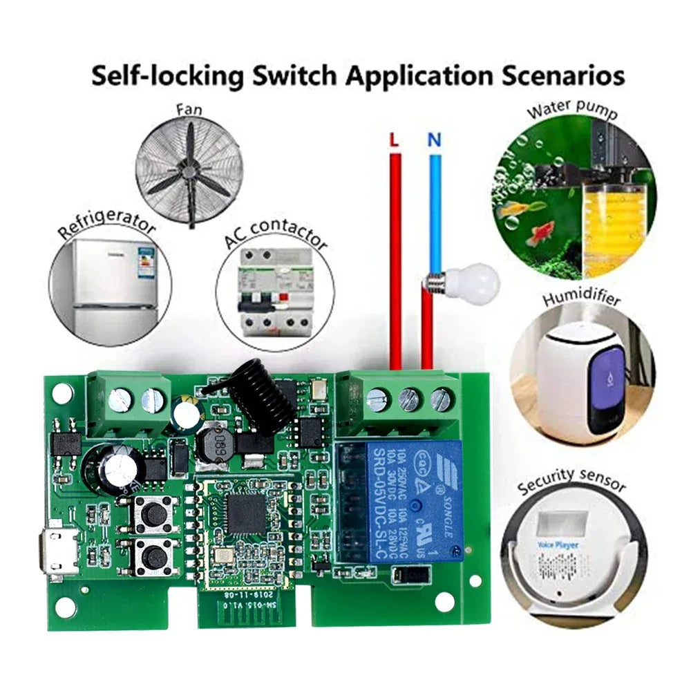 Zigbee Tuya 1CH Smart Relay Module Home Automation DC 5V 7-32V RF433Mhz Remote Control Motor Light Garage Switch Work With Alexa