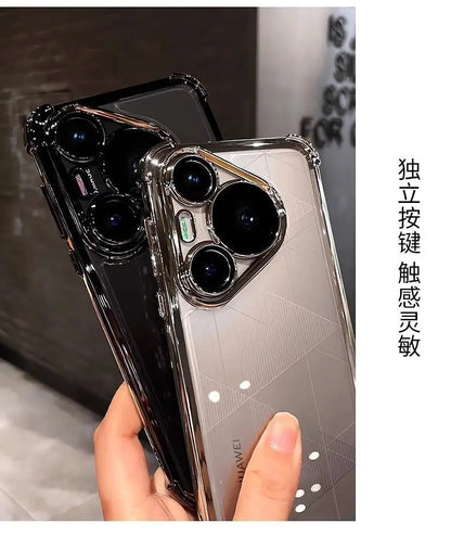 Case For Huawei Pura 80 Ultra 80 Pro plus Luxury Electroplating Transparent Four Corners Shockproof Back Cover For Huawei Pura80