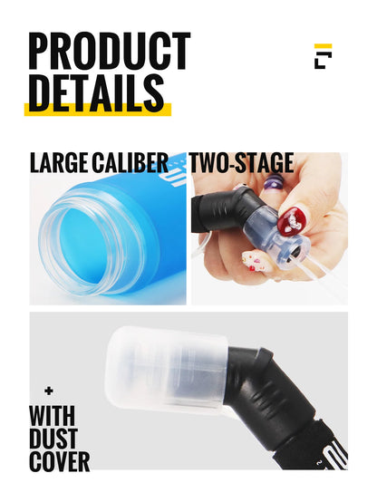 WRELS Folding Water Bottle TPU BPA-Free Leak Proof Soft Flask Outdoor Sport Marathon Hiking Camping Portable Water Bottle
