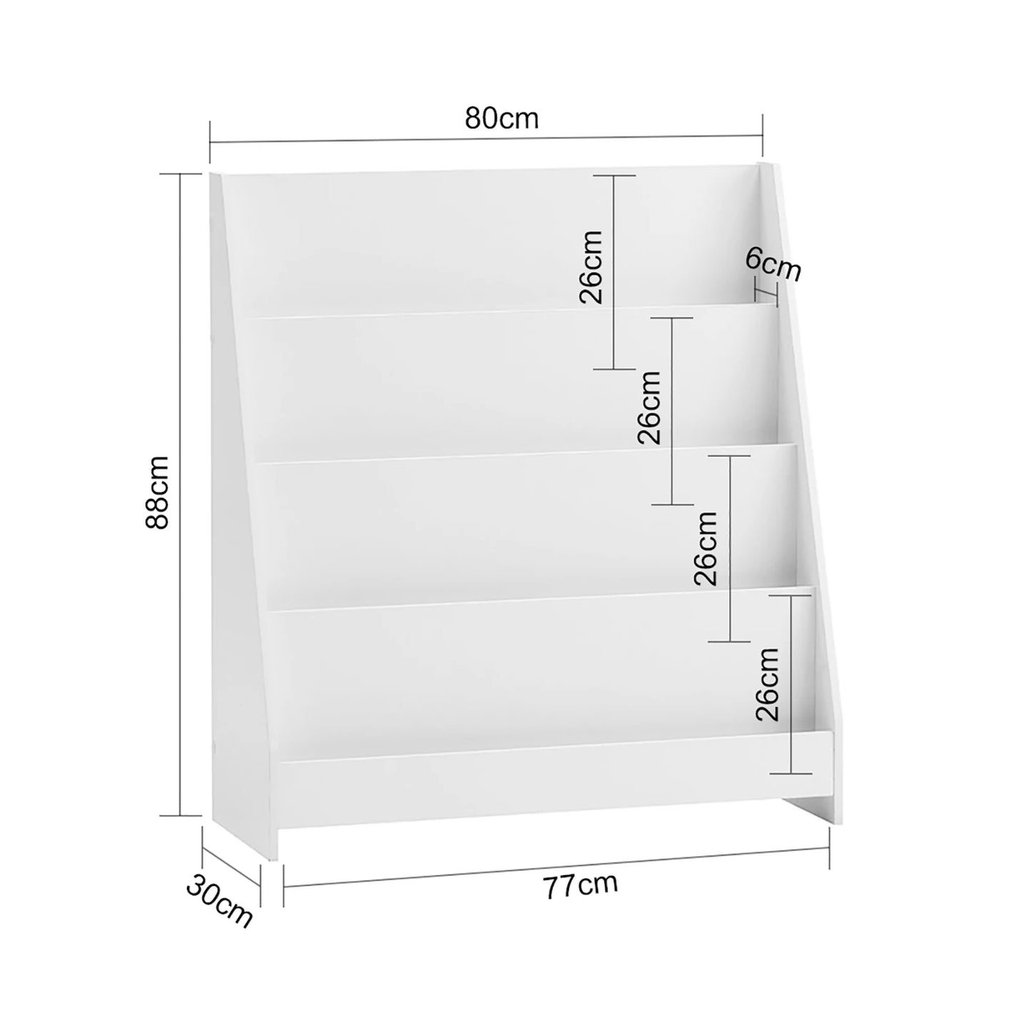 SoBuy KMB32 Children's Bookshelf Children's Shelf Newspaper stand with 4 Shelves storage Shelf for Children White
