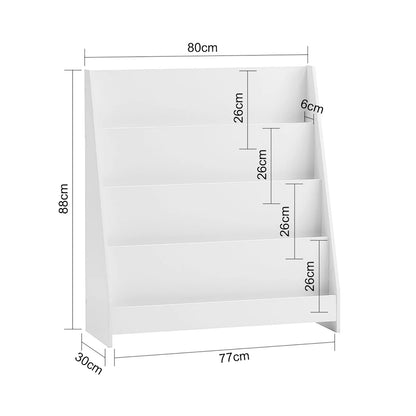 SoBuy KMB32 Children's Bookshelf Children's Shelf Newspaper stand with 4 Shelves storage Shelf for Children White