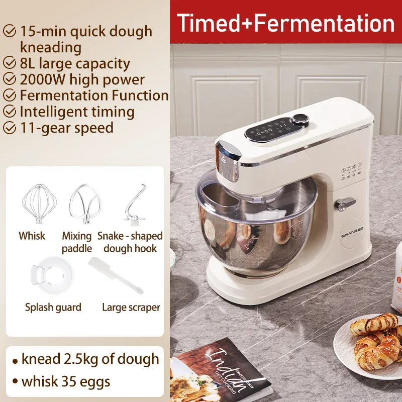SUNATUR 8L stand mixer machine 2000W electric kitchen blender Household Auto Dough Kneading Egg Beating cream All-in-One Mixer