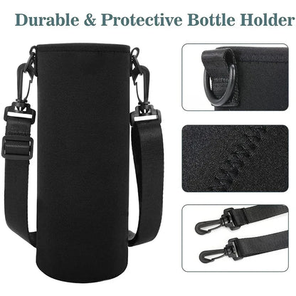 Portable Water Bottle Insulated Neoprene Holder Pouch Bag 420/550/750/1000/1500ml Shoulder With Adjustable Strap