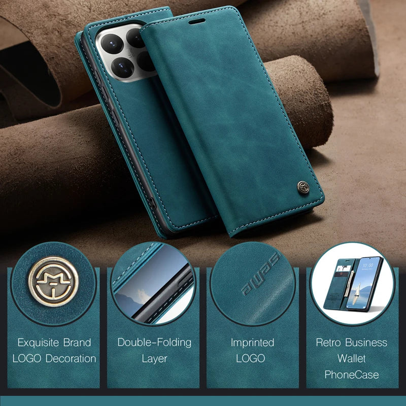 For Xiaomi 15T Pro 15T CaseMe Magnetic Retro Leather Flip Wallet Stand Cover With Card Slot for Xiaomi Mi 15 T Pro