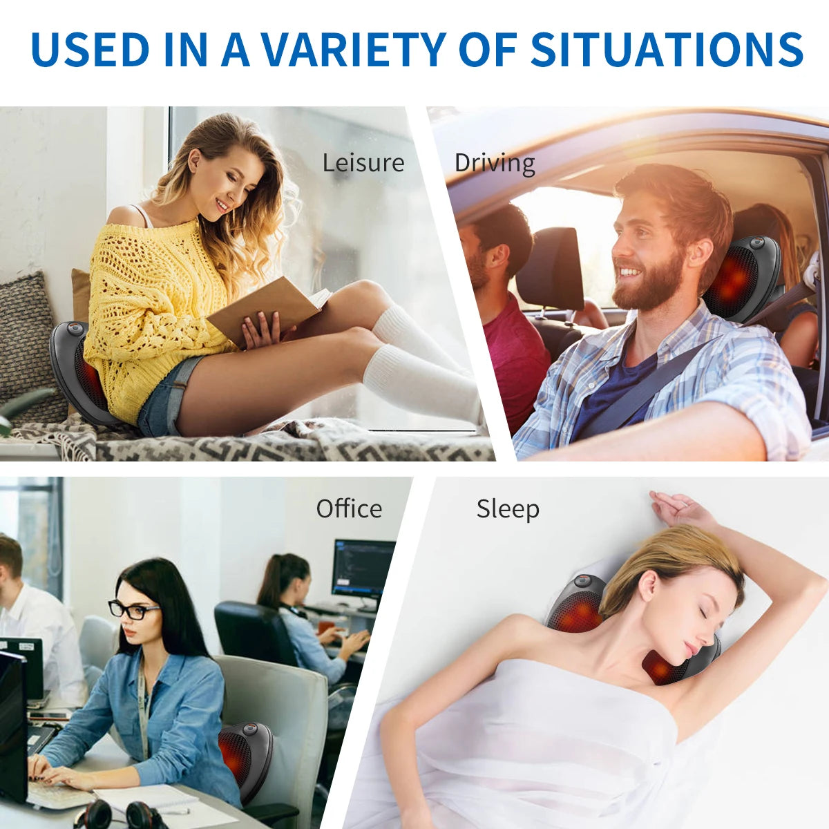 Head Neck Shoulder Back Massage Pillows Kneading Infrared therapy shiatsu  relaxation pillow massager