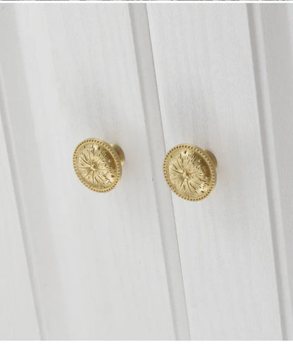 KEDLO Brass handle single hole solid cabinet door light gold European style drawer kitchen shoe cabinet wardrobe brass knob