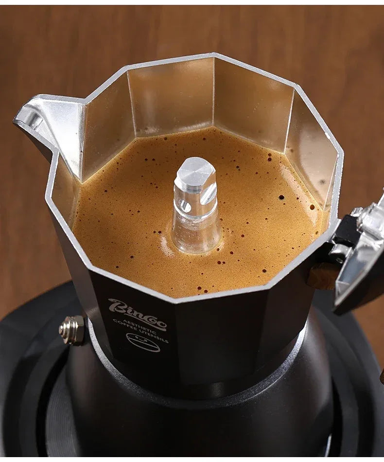 Bincoo Dual Valve Moka Pot Espresso Maker Mocha Pot Brewed Coffee Pot 220V Electric Stove Concentrated Extraction Barista Tools