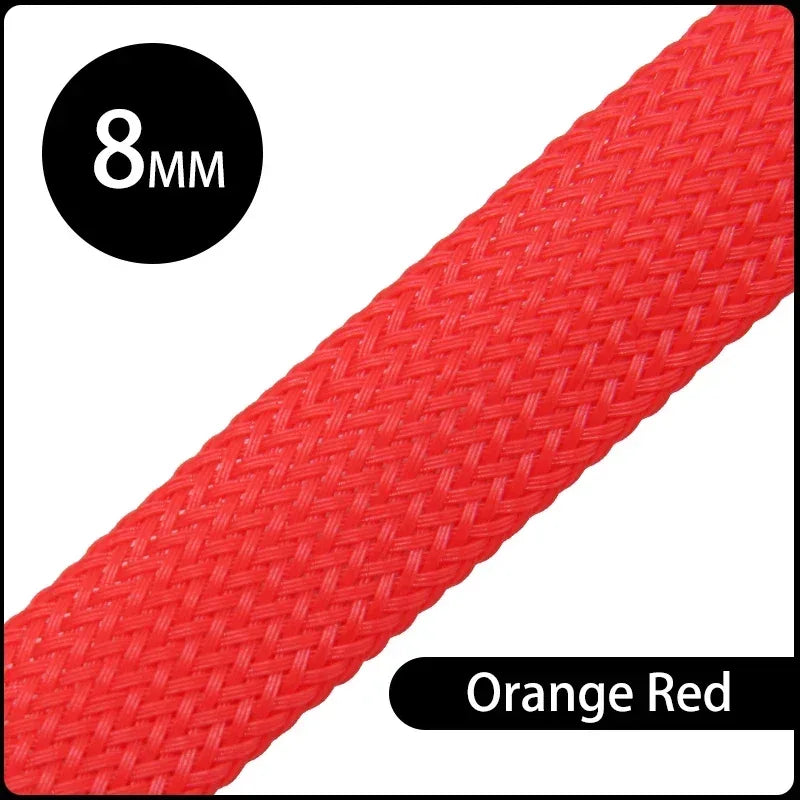1~50M PET Braid Sleeve High Density 8mm Insulated Expandable Braided Wires Organizer Cable Wrapping Sheath Protector